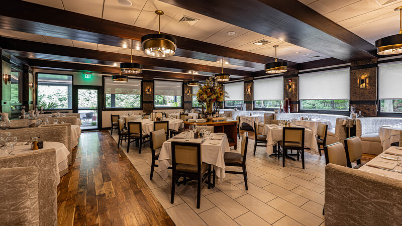 Main Dining room with many set tables