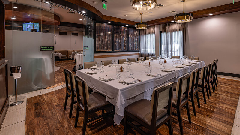 Crystal Room with table set for many guests